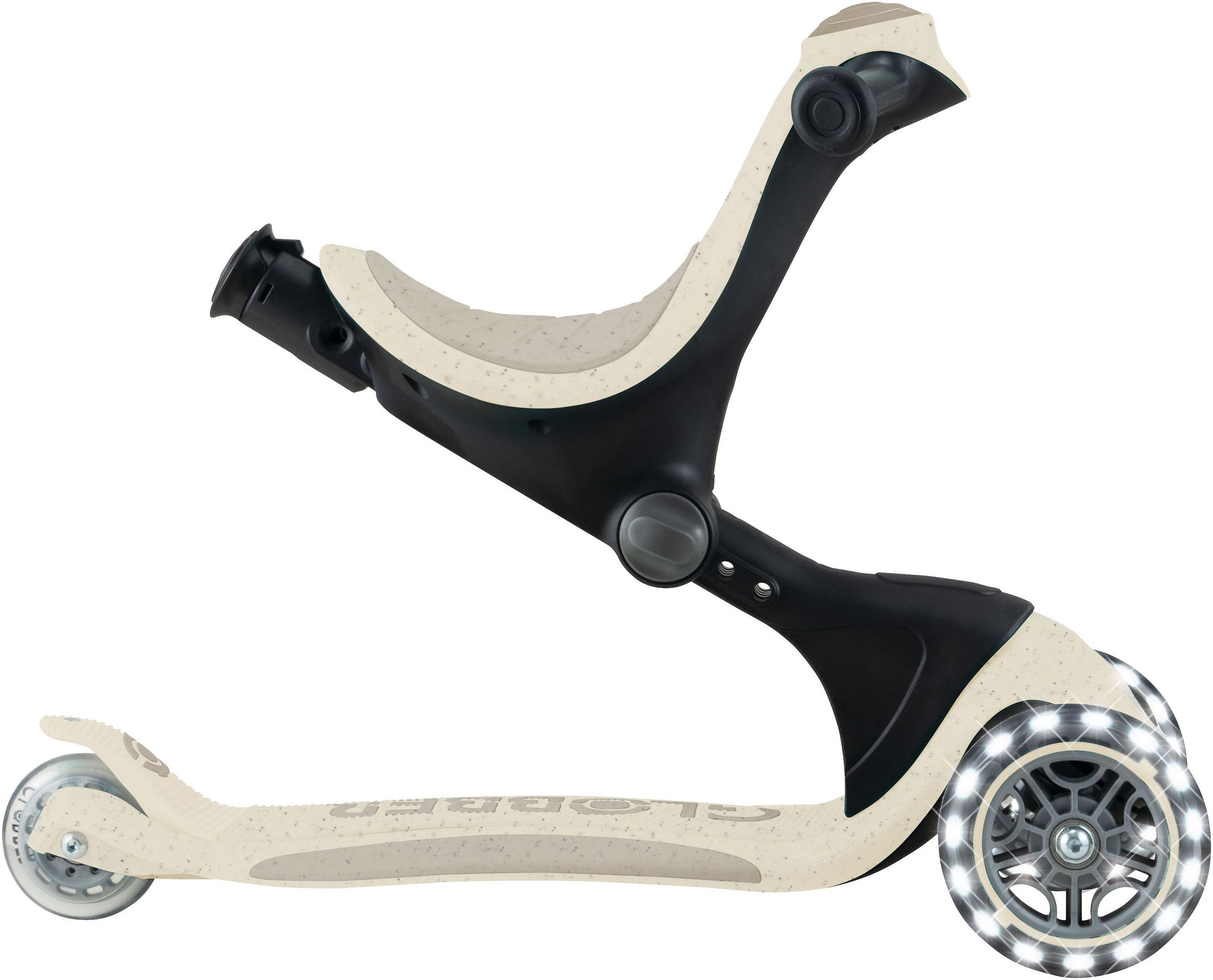 Globber Tretroller GO-UP DELUXE LIGHTS ECO 360, mit Leuchtrollen, Aufsitzrad mit Schubstange, Laufrad und Scooter