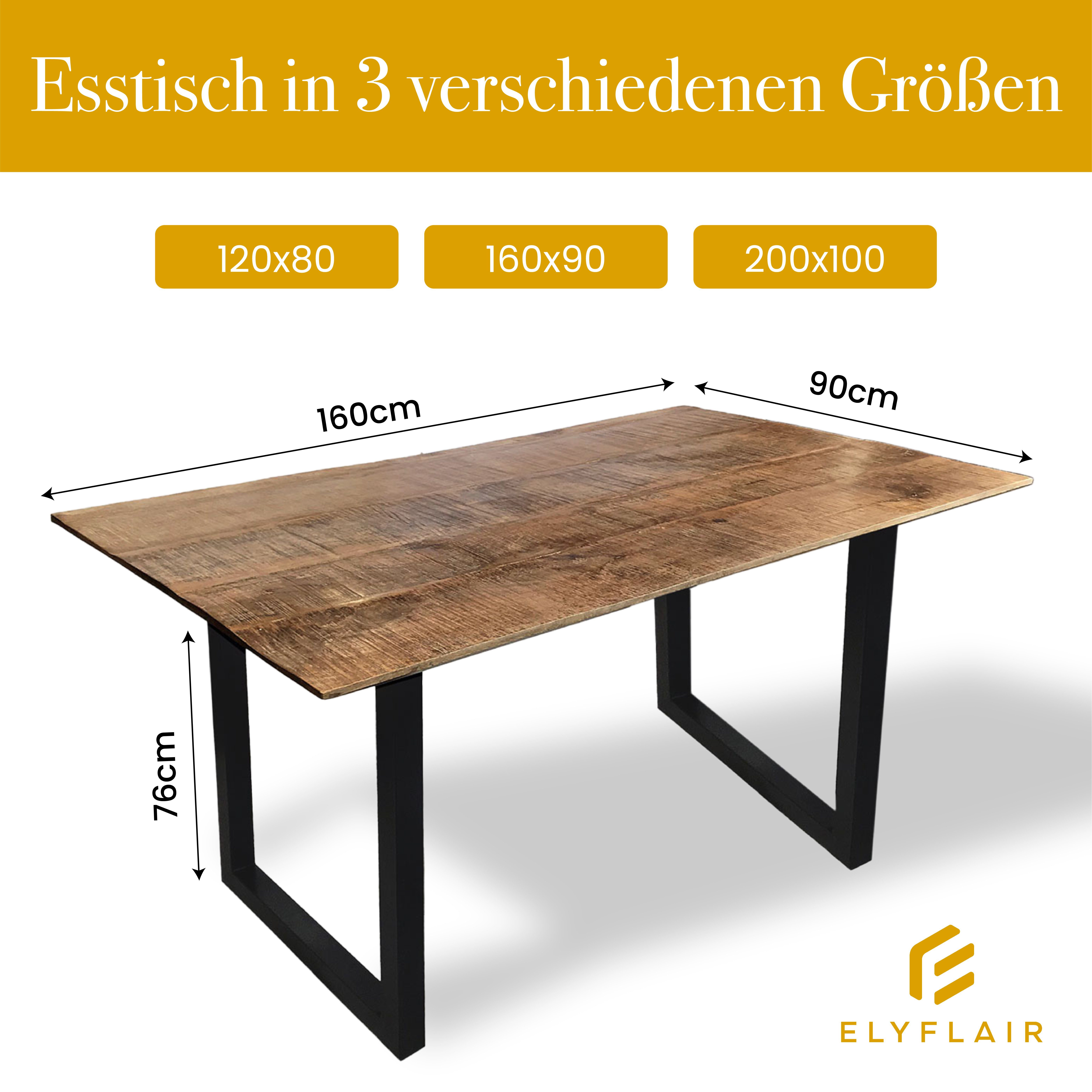 Mangoholz ELYFLAIR Esstisch Esstisch Massivholz ELYFLAIR handgefertigter aus recyceltes