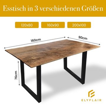 ELYFLAIR Esstisch ELYFLAIR handgefertigter Esstisch aus Massivholz recyceltes Mangoholz