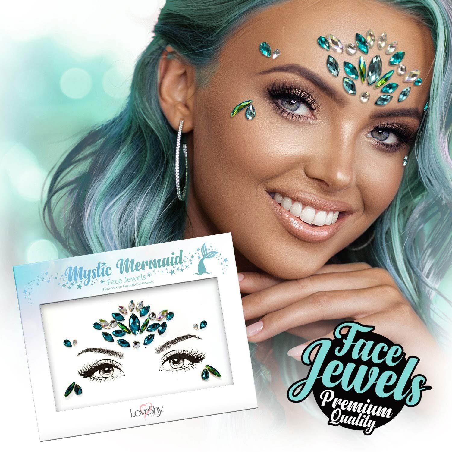 PaintGlow Strass-Tattoo Face Jewels 'Mystic Mermaid' - Selbstklebende Glit