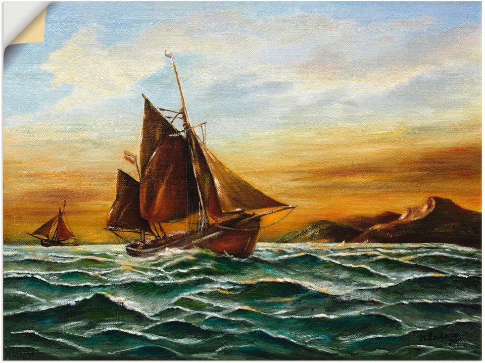 Artland Wandbild Segelschiff auf See - maritime Malerei, Boote & Schiffe (1  St), als Alubild, Leinwandbild, Wandaufkleber oder Poster in versch. Größen