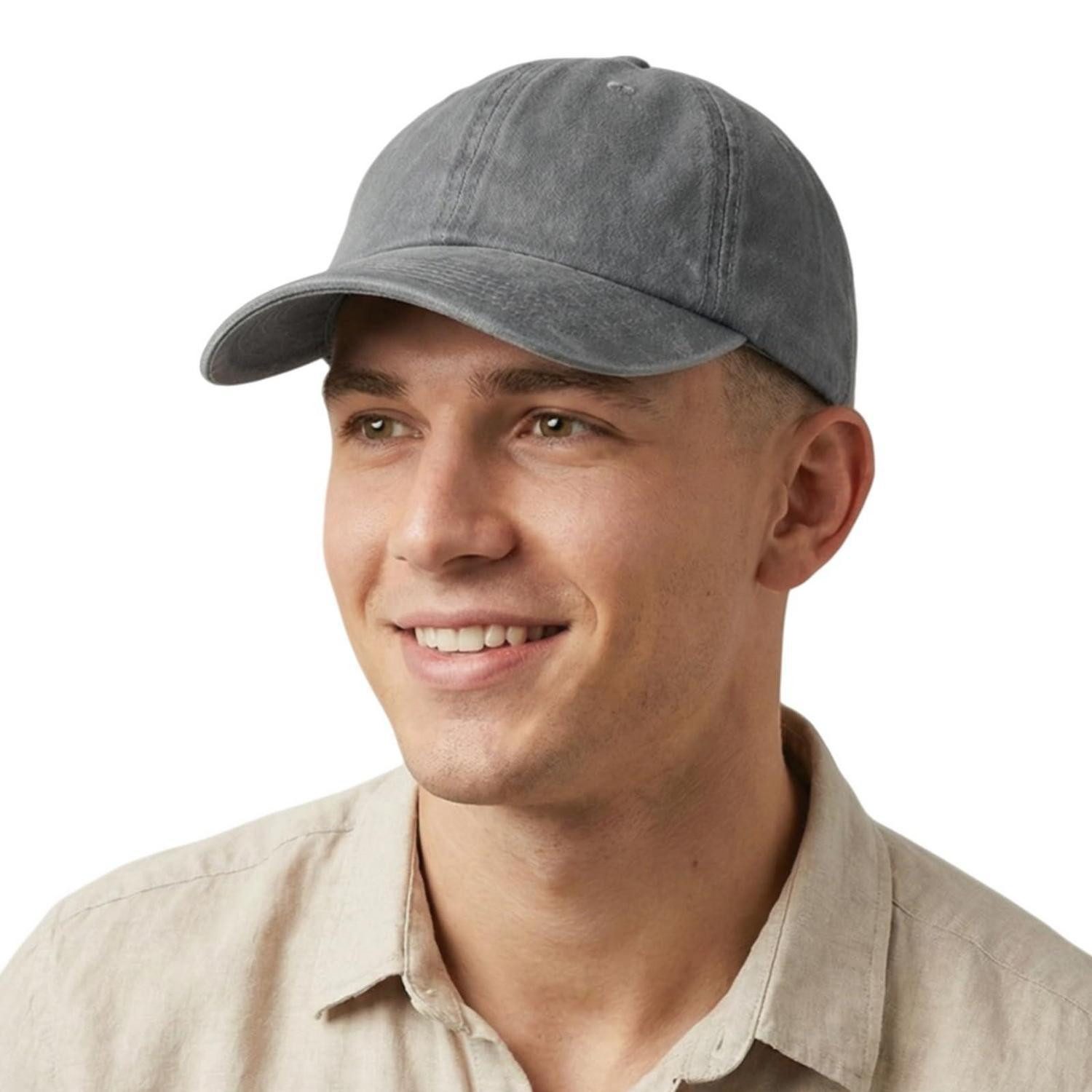 Baseball Cap Basecap Herren Damen Verstellbar Vintage Cotton Unisex 54-60 Grau