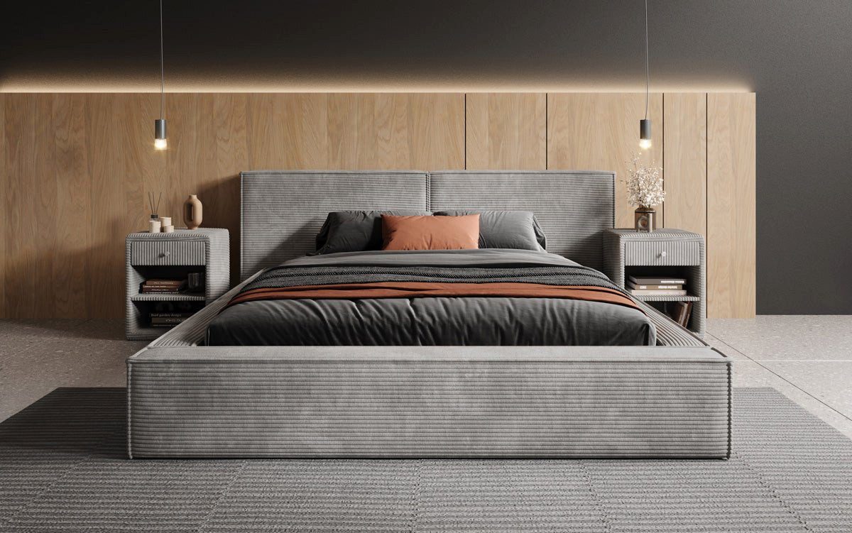 Luxusbetten24 Polsterbett Designer Polsterbett Ophelia in Cord, mit Stauraum