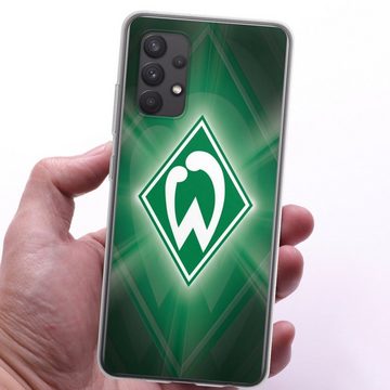 DeinDesign Handyhülle SV Werder Bremen Offizielles Lizenzprodukt Wappen Werder Bremen Laser, Samsung Galaxy A32 4G Silikon Hülle Bumper Case Handy Schutzhülle