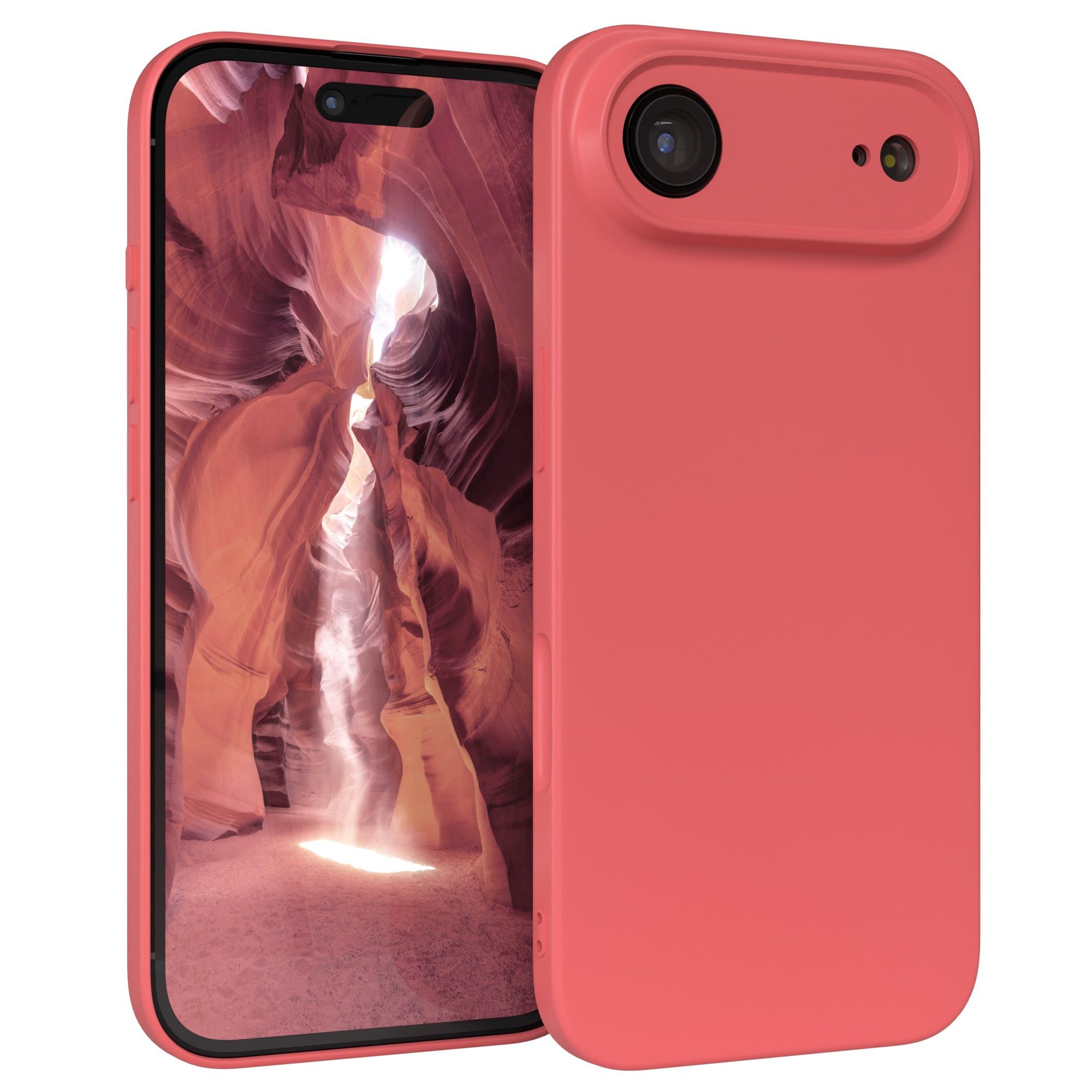 EAZY CASE Handyhülle für Apple iPhone Air Hülle Silikon 6,5 Zoll, Schutzhülle mit Kameraschutz stoßfest Telefonhülle Matt Rot / Hellrot