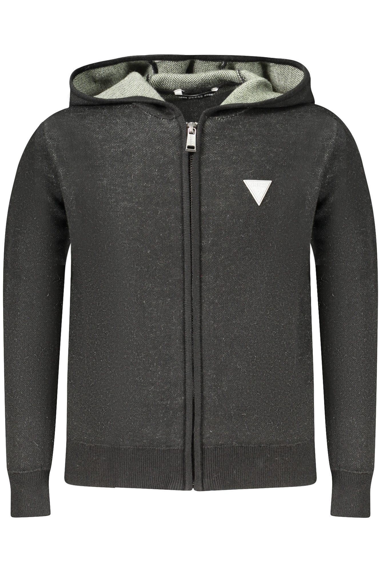 GUESS JEANS Strickpullover Stylischer Kinderpullover Schwarz - Langarmshirt mit Kapuze & Logo