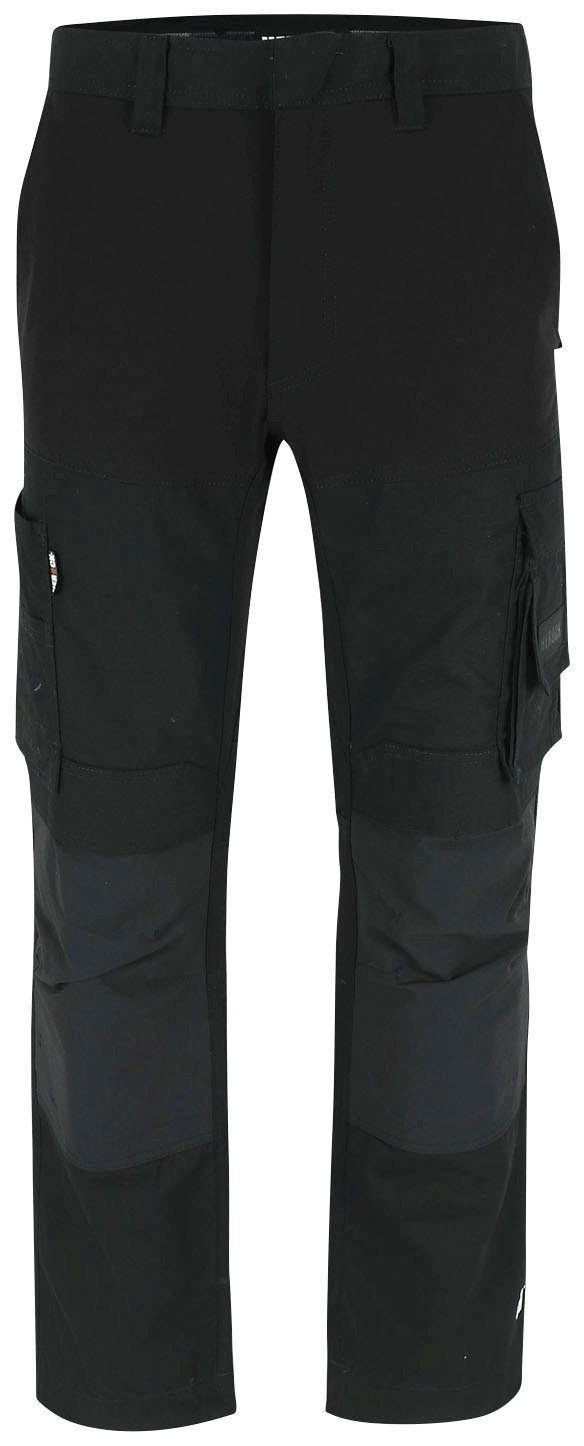 Hector Knopf, Herock 4-Wege-Stretch, schwarz Arbeitshose verdeckter Knietaschen Hoses verstärkte Multi-Pocket,