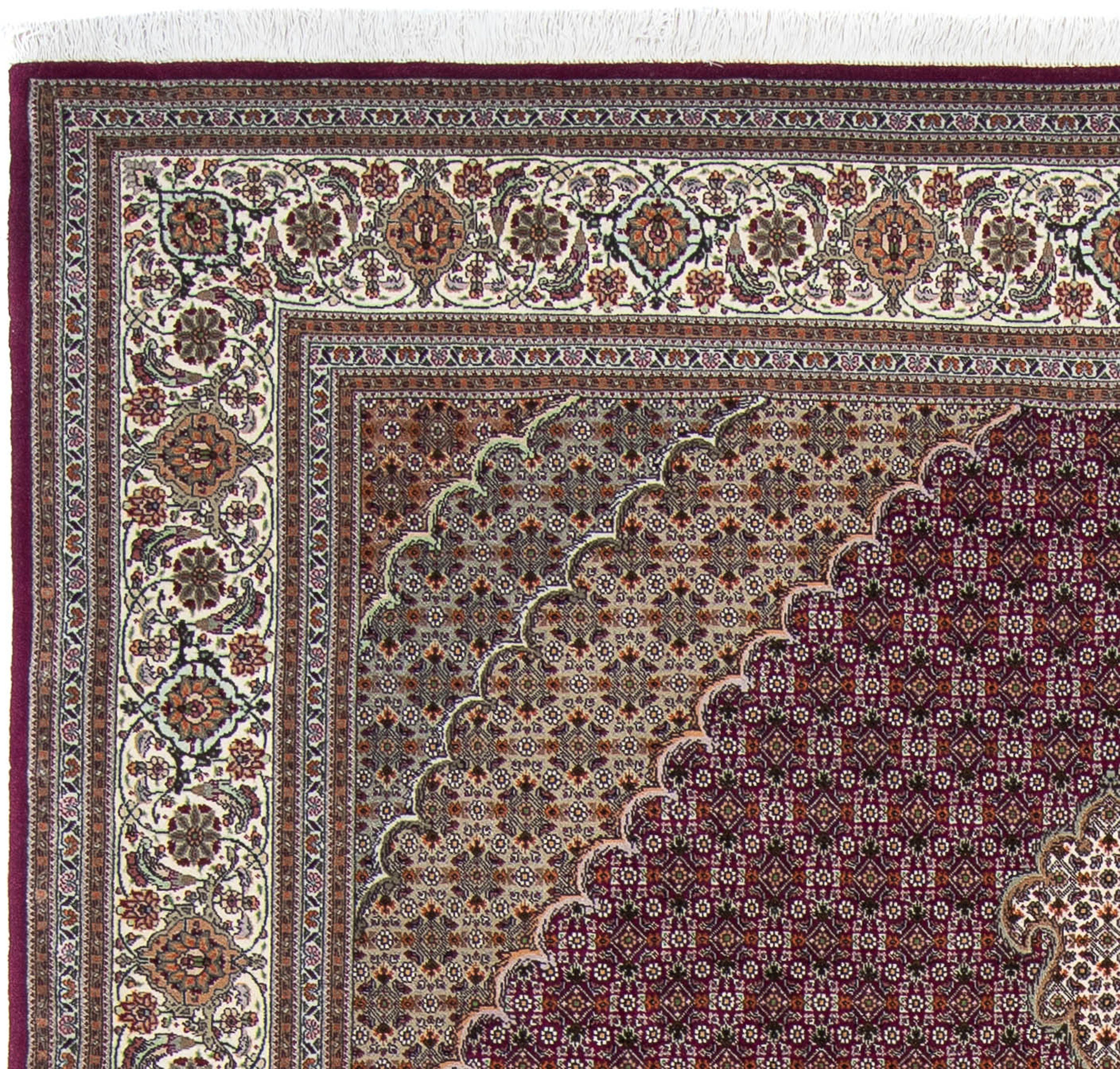 Perser - x 302 10 rechteckig, - Einzelstück Orientteppich dunkelrot, - 203 Zertifikat morgenland, Höhe: mit cm mm, Handgeknüpft, Wohnzimmer, Täbriz