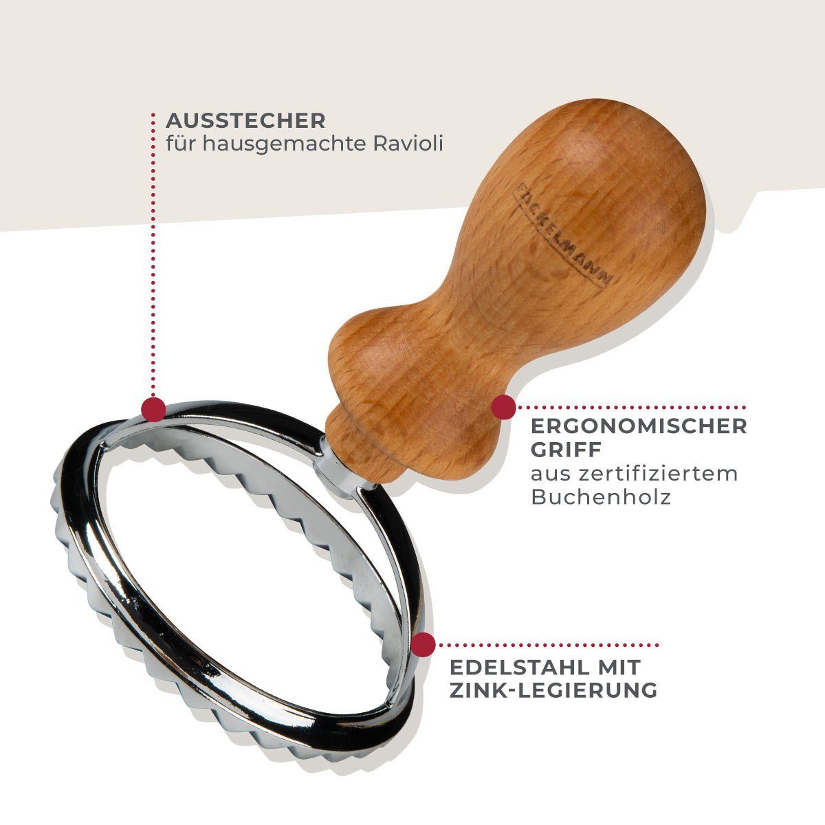 FACKELMANN Ravioliform Ravioli-Ausstecher, Teigformer, Pasta-Werkzeug, Nudel-Schneider