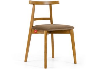 Konsimo Holzstuhl Esstischstühle LILIO, Holzstühle, Polsterstühle 2 St., hergestellt in der EU, Vintage-Stil, Buchenholzrahmen, Farbe Eiche hell