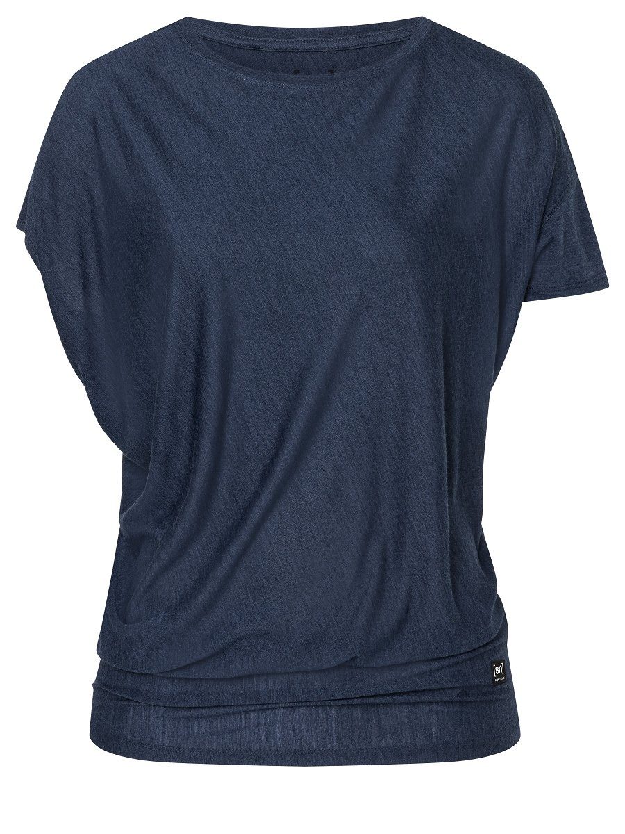 T-Shirt TEE T-Shirt MELANGE W LOOSE SUPER.NATURAL BLUE bequemer YOGA Merino Merino-Materialmix IRIS