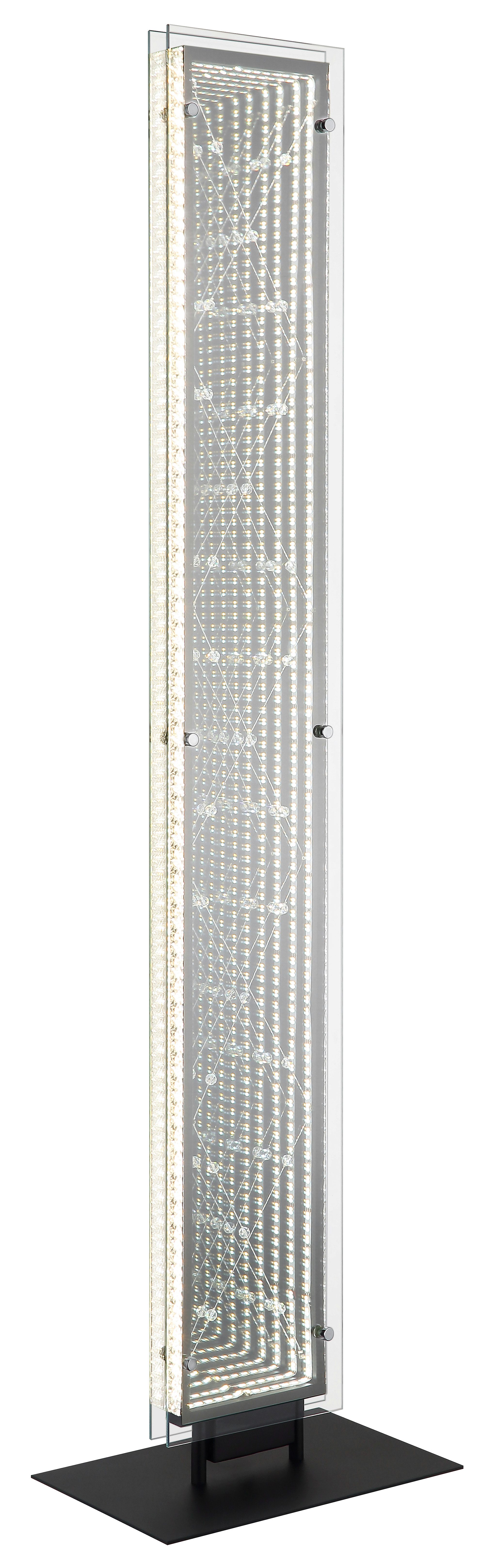 GLOBO LIGHTING Stehlampe MIRRORA, LED fest integriert, Stehleuchte Schwarz, 3D-Effekt, Kristalle, dimmbar, LED 45W