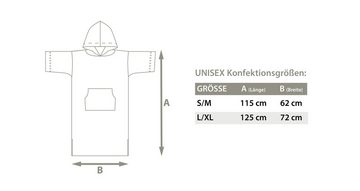 Castejo Unisex-Bademantel Surf und Freizeit Poncho mit Kapuze, Kängurutasche u. Einstickung, Kapuze, Kängurutasche, Schlitz seitlich