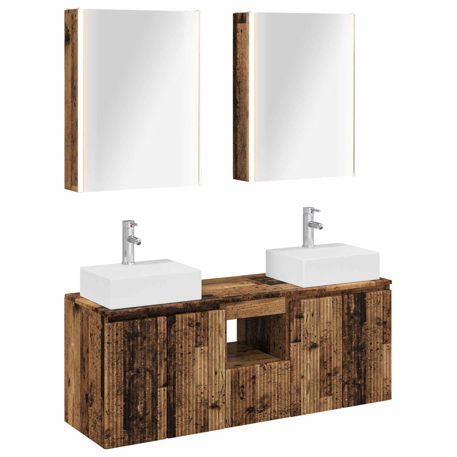 Gartenlounge-Set Badezimmerschrank-Set 5 pcs Altholz Holzwerkstoff