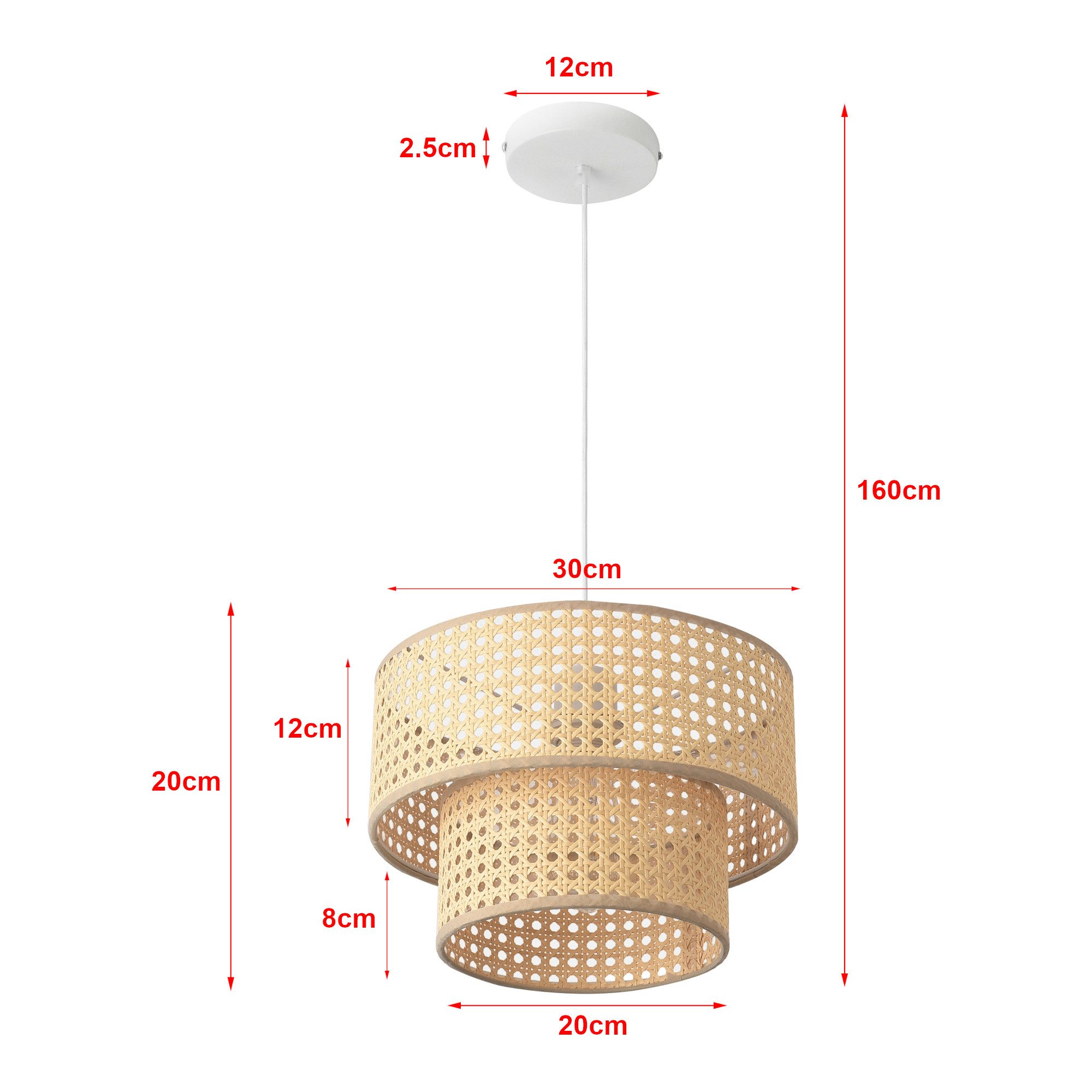lux.pro Hängeleuchte, ohne Leuchtmittel, »Ascot« Ø30 cm Rattanoptik