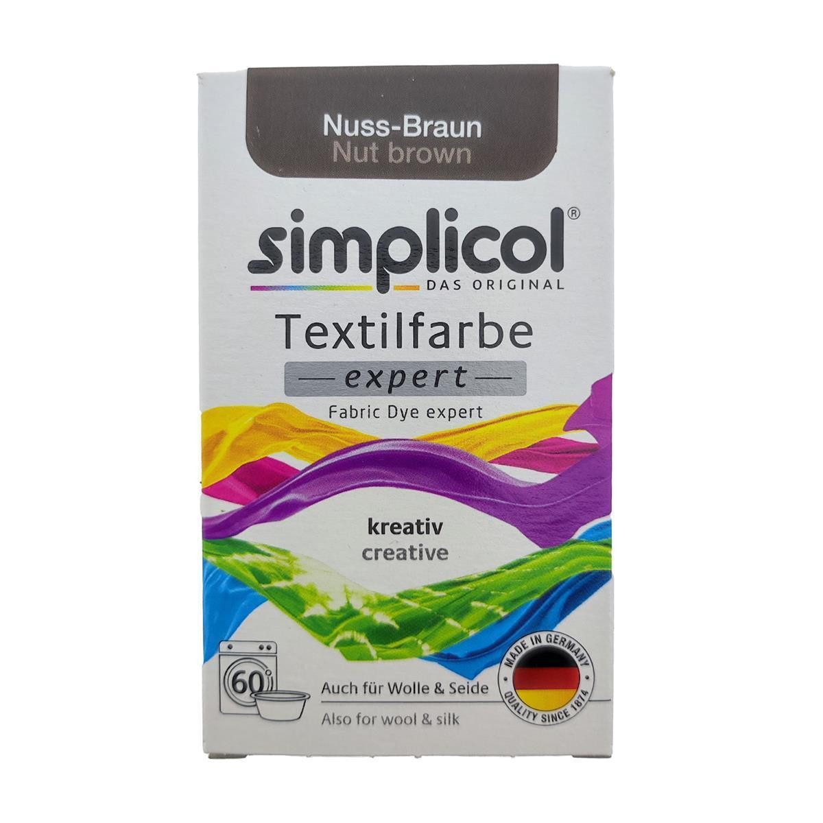 HEITMANN Textilfarbe Simplicol Textilfarbe Expert Nuss-Braun 150g, Farberneuerung Farbauffrischung Batik Textilfärbemittel