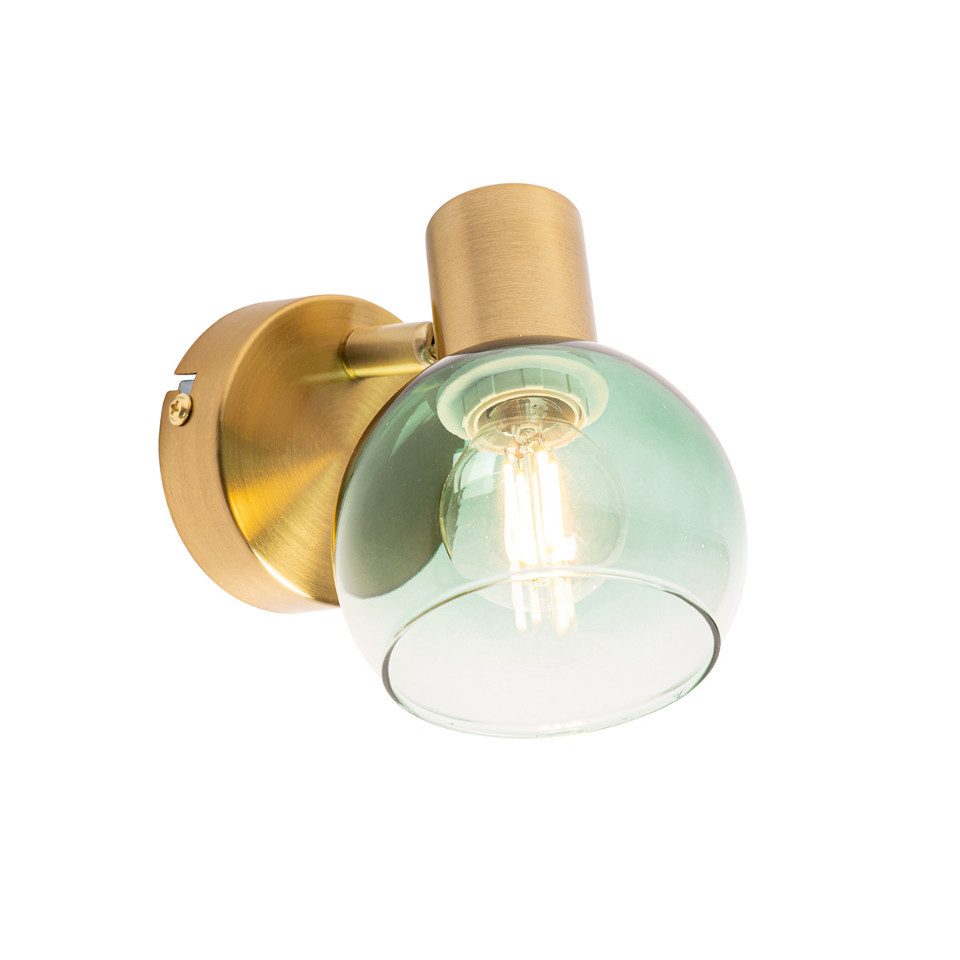 Qazqa LED Aufbaustrahler Vidro, ohne Leuchtmittel, Warmweiß, QAZQA Aufbau­spot, e14, Grün, Stahl, Art Deco