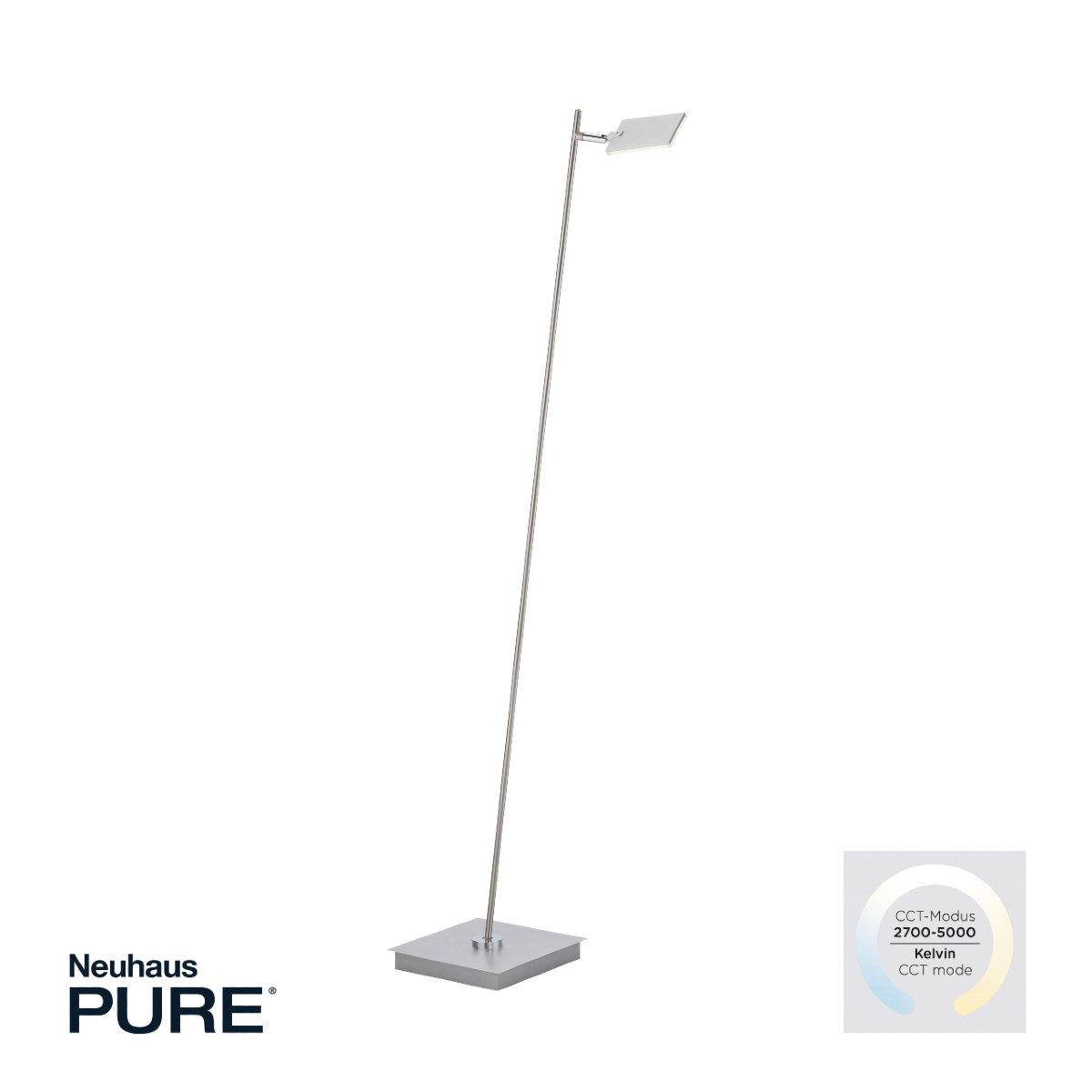 Paul Neuhaus LED Stehlampe Pure-Mira, LED fest integriert, Warmweiß-Kaltweiß, dimmbar, Farbsteuerung, Memory-Funktion, verstellbar, Fernbedienung