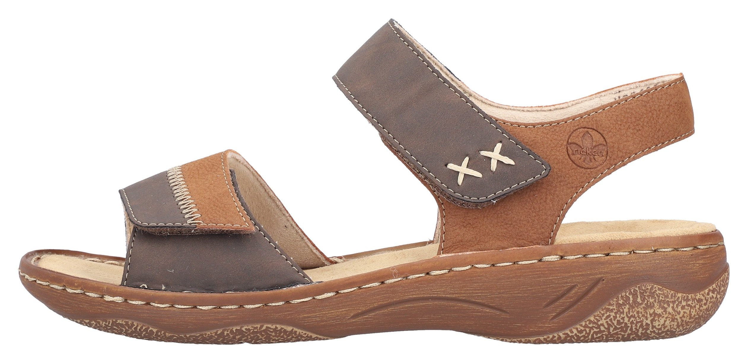 Rieker Sandale Riemchensandale, Sommerschuh, Sandalette, Klettschuh mit Keilabsatz