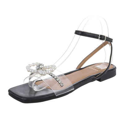 Ital-Design Damen Freizeit Riemchensandalette Blockabsatz Riemchensandalen in Schwarz