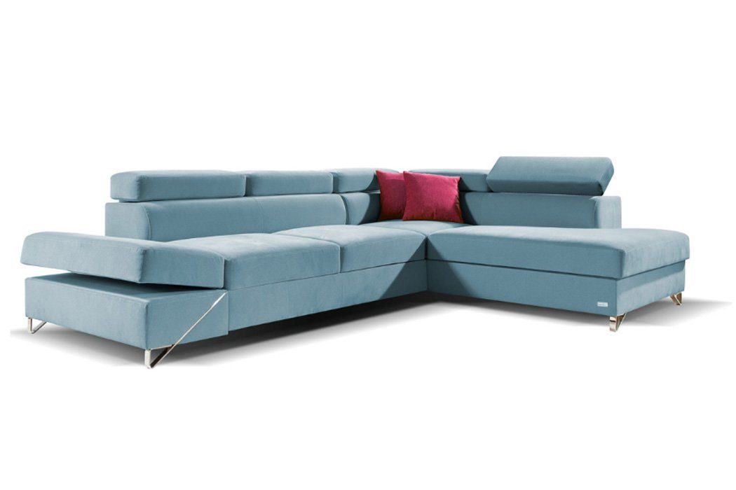 L-Form in Europe Bettfunktion Polster Couch Made Ecksofa JVmoebel Design Blau Textil, Ecksofa Gelbes Stoff