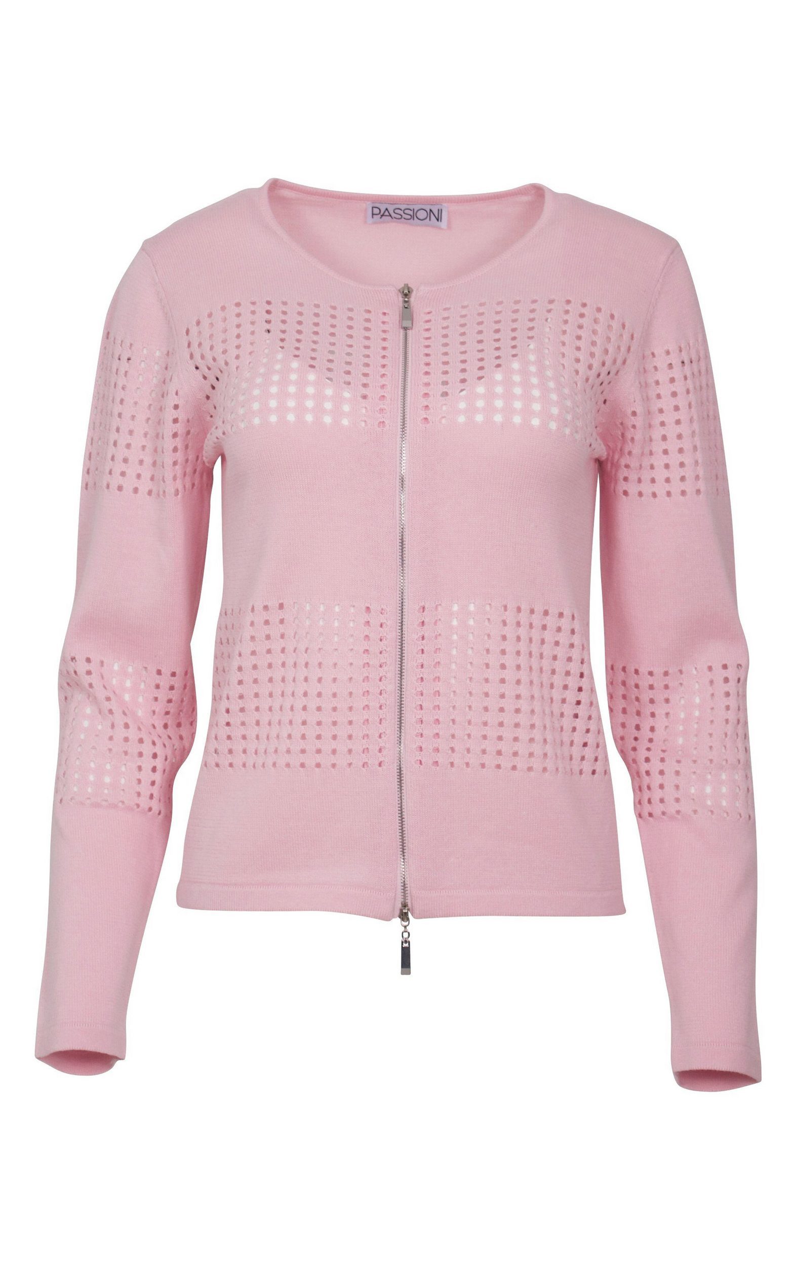 Ajourstrickjacke mit Lochmuster Details