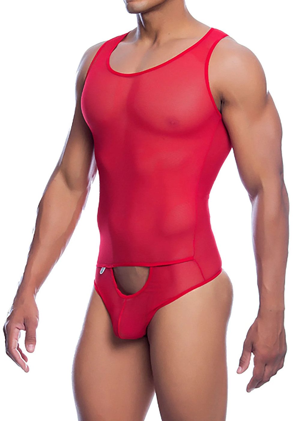 MOB Eroticwear Body Transparenter String-Body - rot (1-tlg) transparent