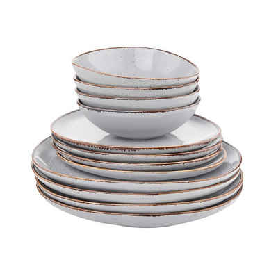 BUTLERS Single Geschirr-Set »FINCA Geschirr-Set 12-tlg.«, Porzellan, 12-teiliges Geschirr-Set in Blau - Geschirr aus Porzellan - Set bestehend aus Dinnertellern, Frühstückstellern, Schalen