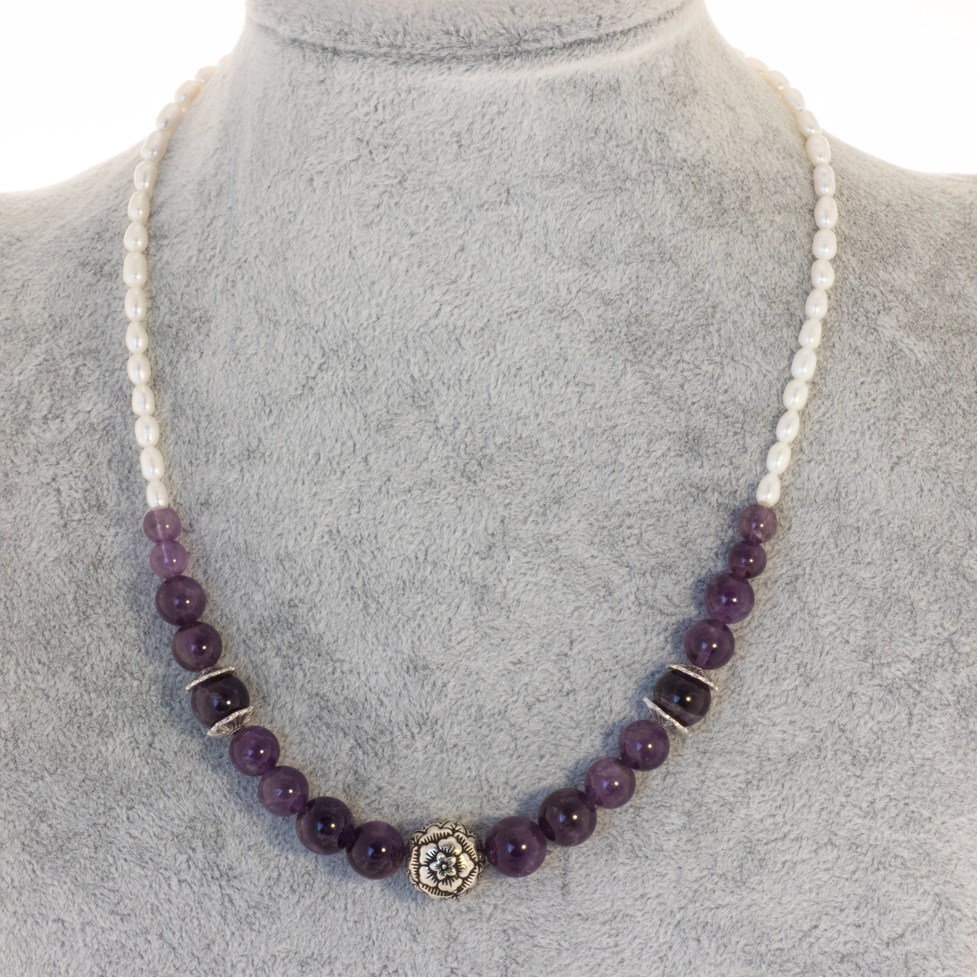 Perlenkette Kette mit Amethyst und Süßwasser günstig online kaufen