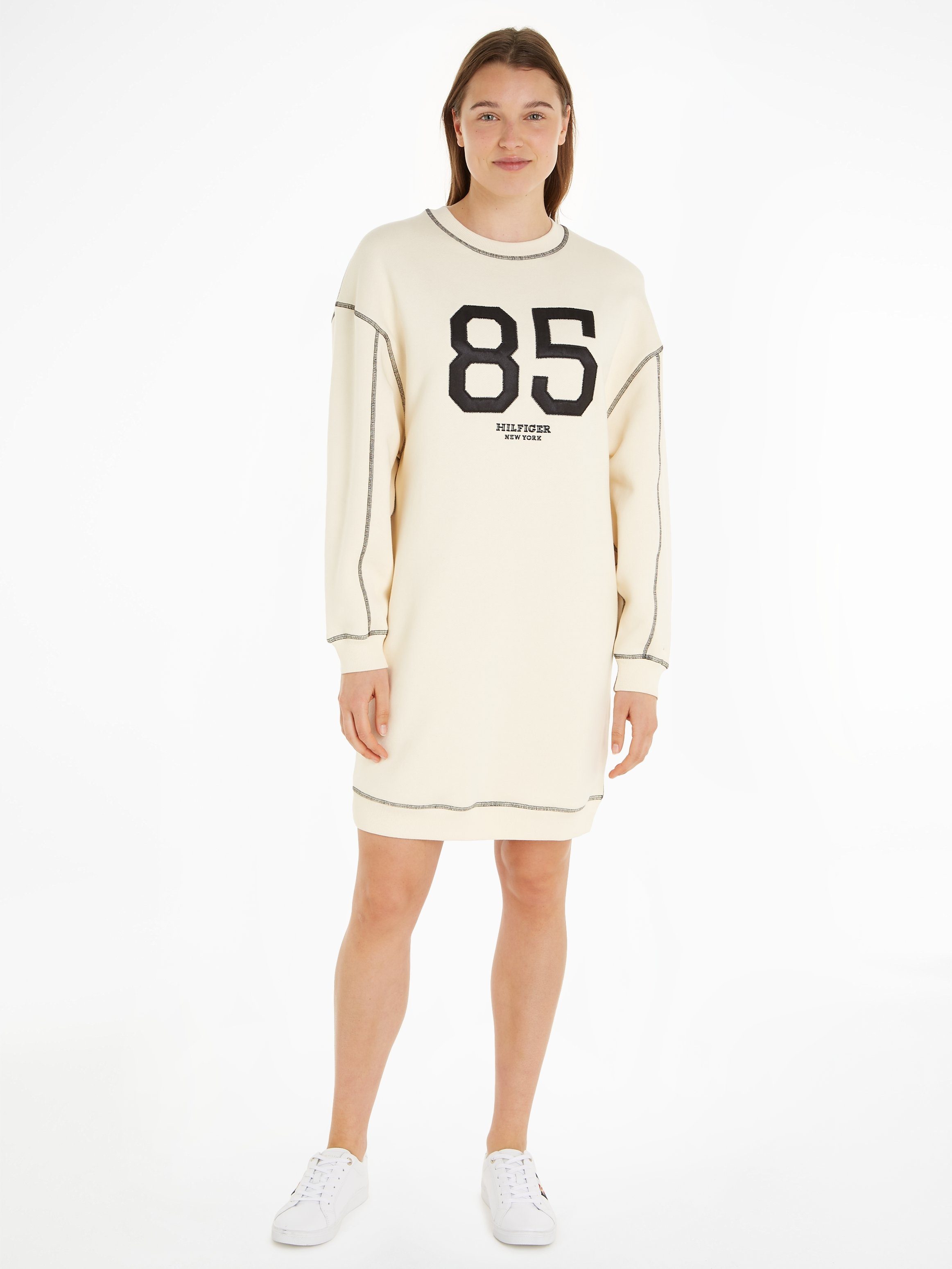 LS Logoprägung Sweatkleid VARSITY mit Hilfiger 85 Tommy DRESS SWTSHIRT