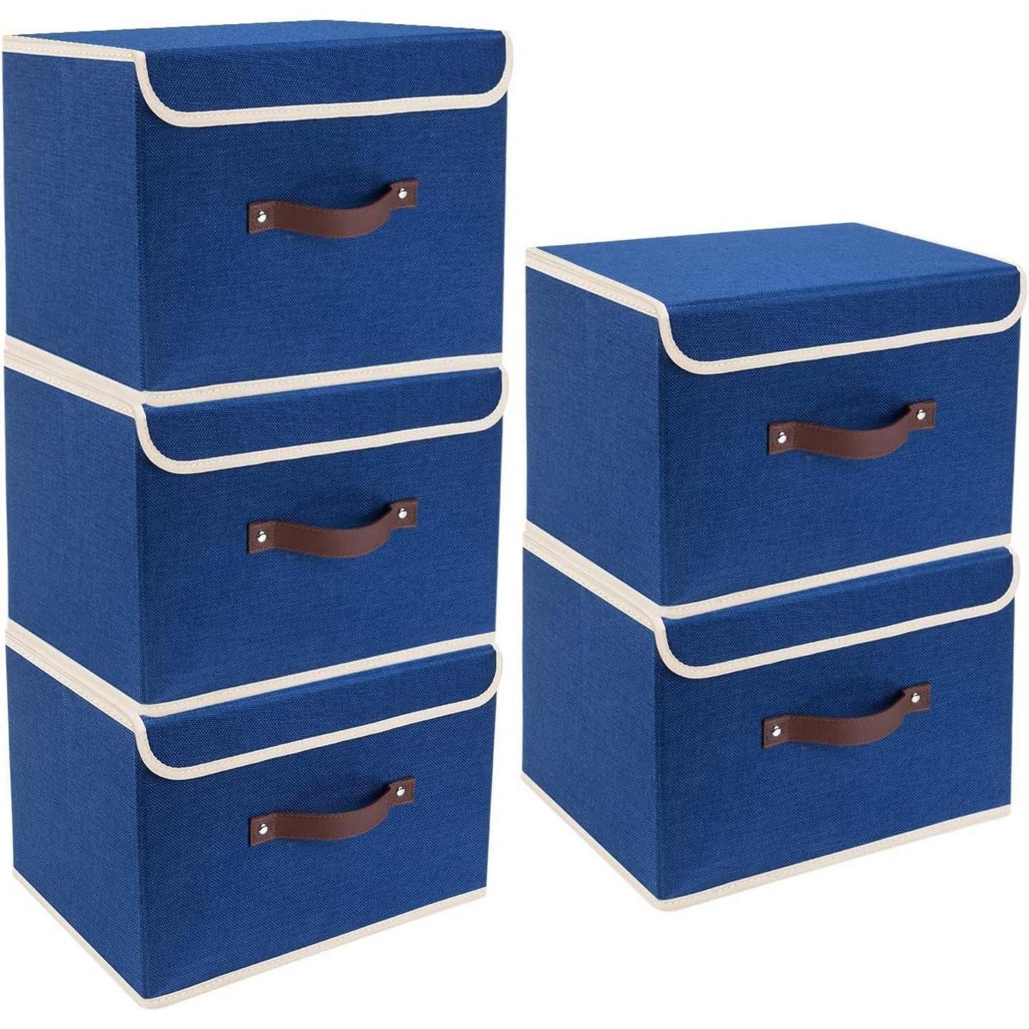 LuxusKollektion Faltbox Aufbewahrungsboxen faltbar mit Deckel blau 5Stück