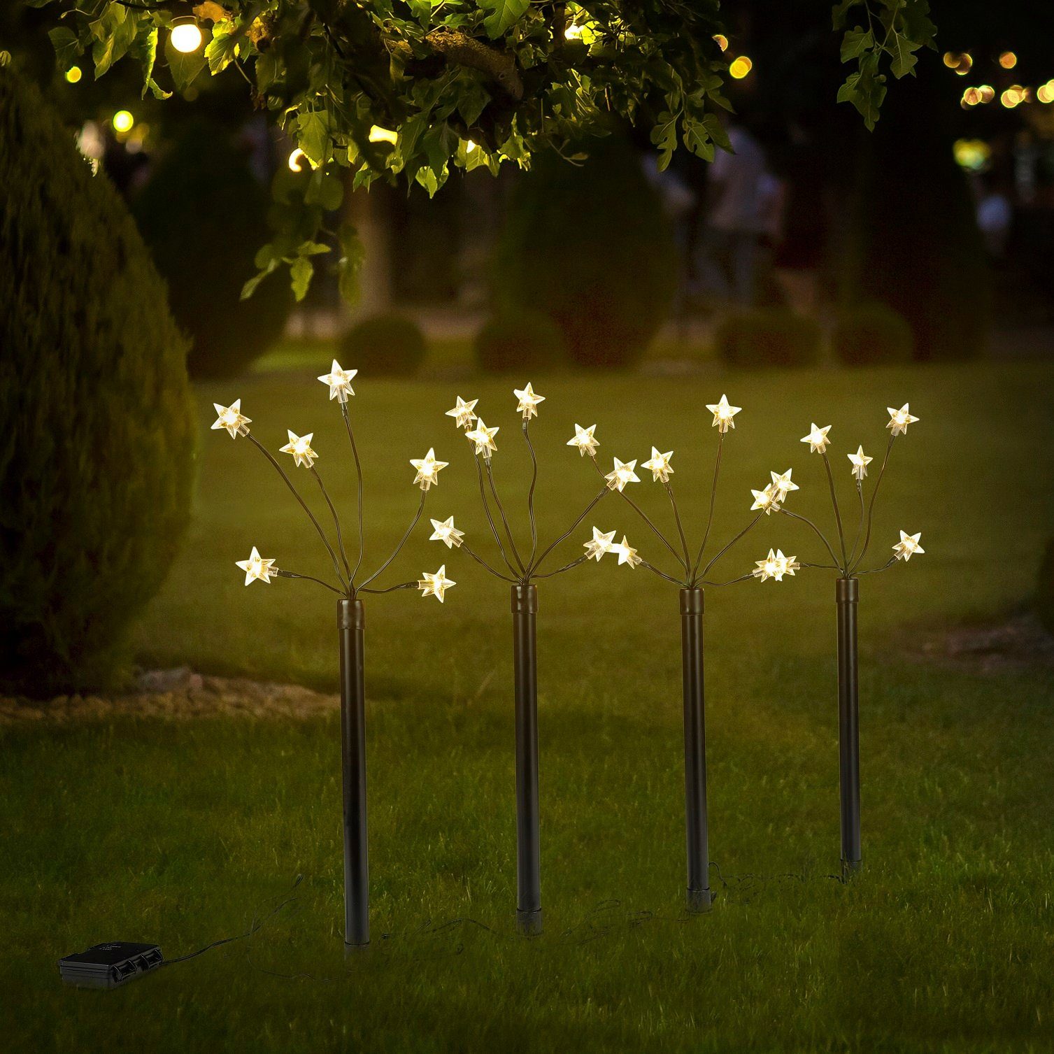 GartenHero Gartenstecker LED Gartenstecker Lichterkette Sternenlicht Weihnachtsbeleuchtung Lichtschlauch