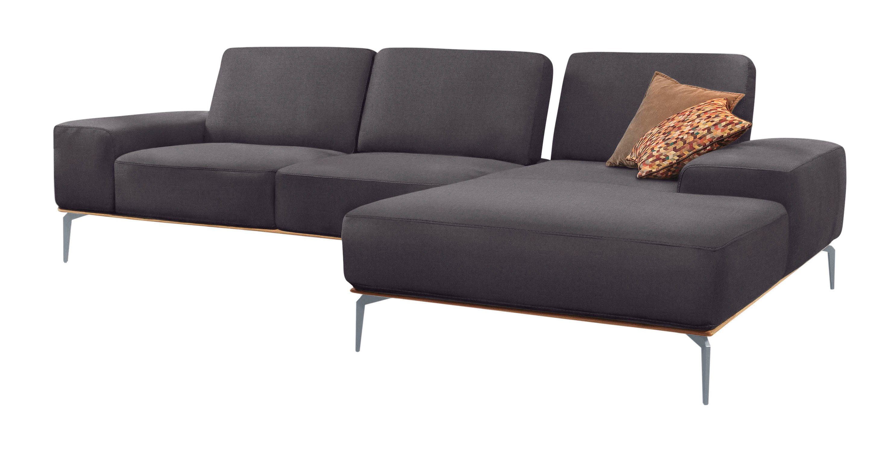 Silber Ecksofa Füße cm Holzsockel, mit 319 Breite elegantem run, in matt, W.SCHILLIG