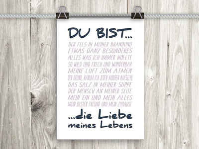 artissimo Poster Poster mit Spruch DinA4 Bild Kunstdruck Sprüche Liebe Liebeserklärung, romantische Zitate und Sprüche: Liebeserklärung