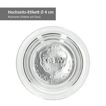 MamboCat Einmachglas JUST MARRIED 12er Set Weck Glasdeckel 60mm + Hochzeits-Etiketten, Metall