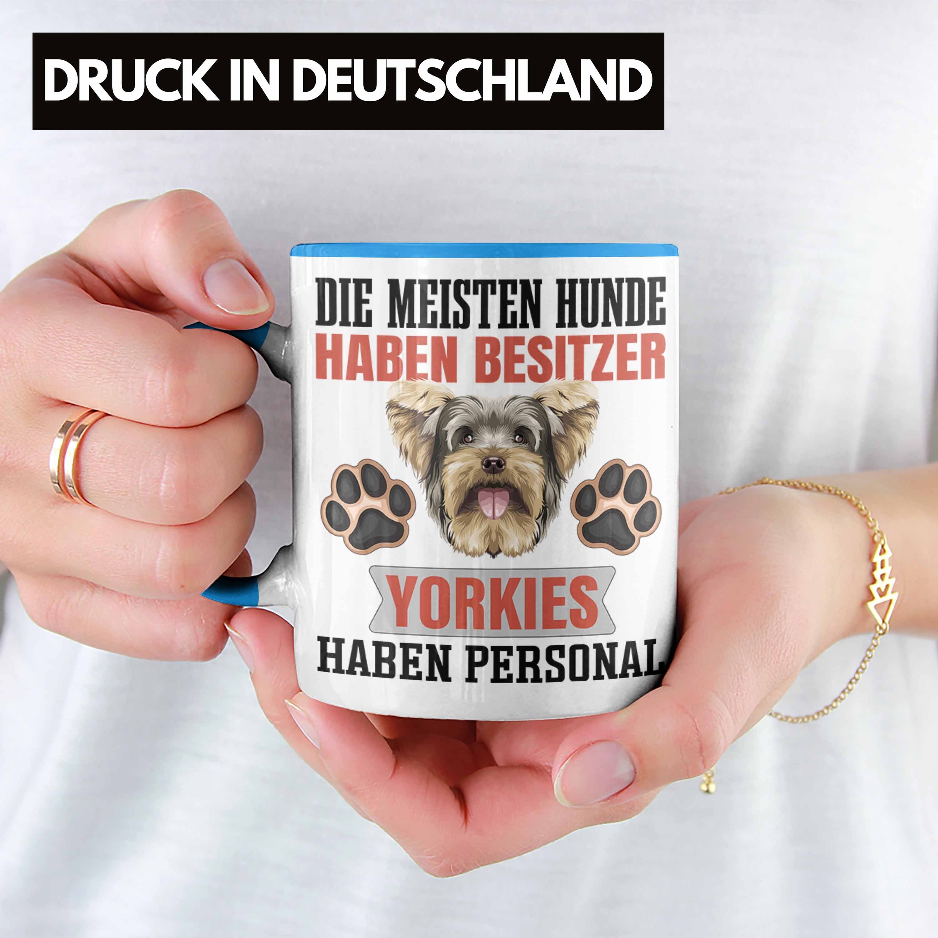 Trendation Yorkie Geschenkidee Lustiger Besitzerin Tasse Tasse Besitzer Spruch Blau Geschenk