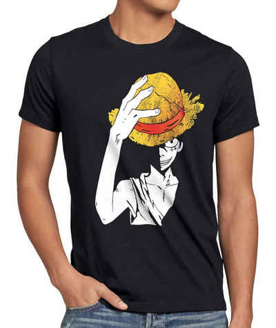 style3 Print-Shirt Herren T-Shirt Ruffy Straw one luffy Strohhut piece anime Hut pirat piratenbande