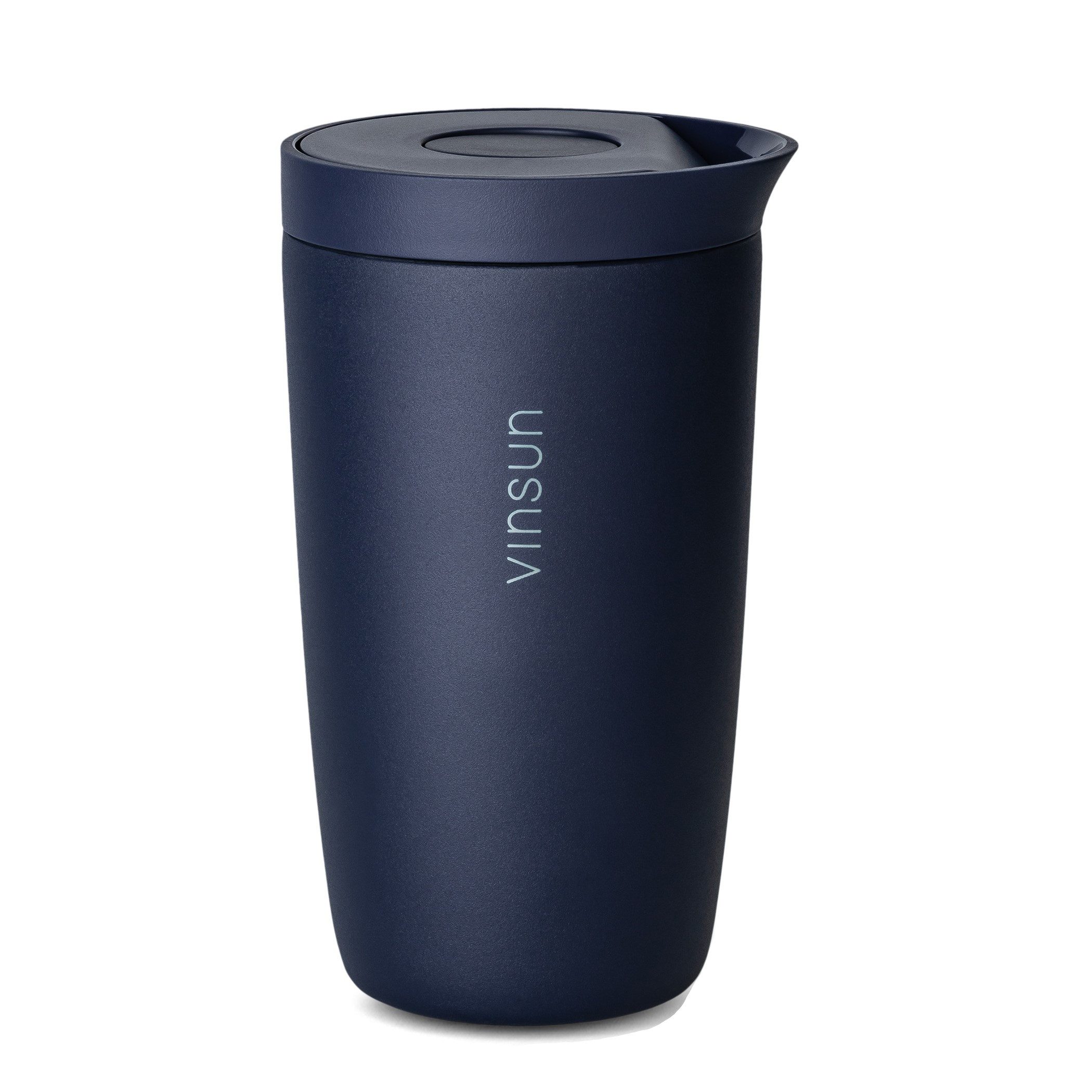 Vinsun Thermobecher Edelstahl Isolierbecher 350ml - Kaffeebecher to Go auslaufsicher, 2-tlg., Edelstahl, Doppelwandig, BPA frei, bruchfest, Einhandbedienung per Knopfdruck