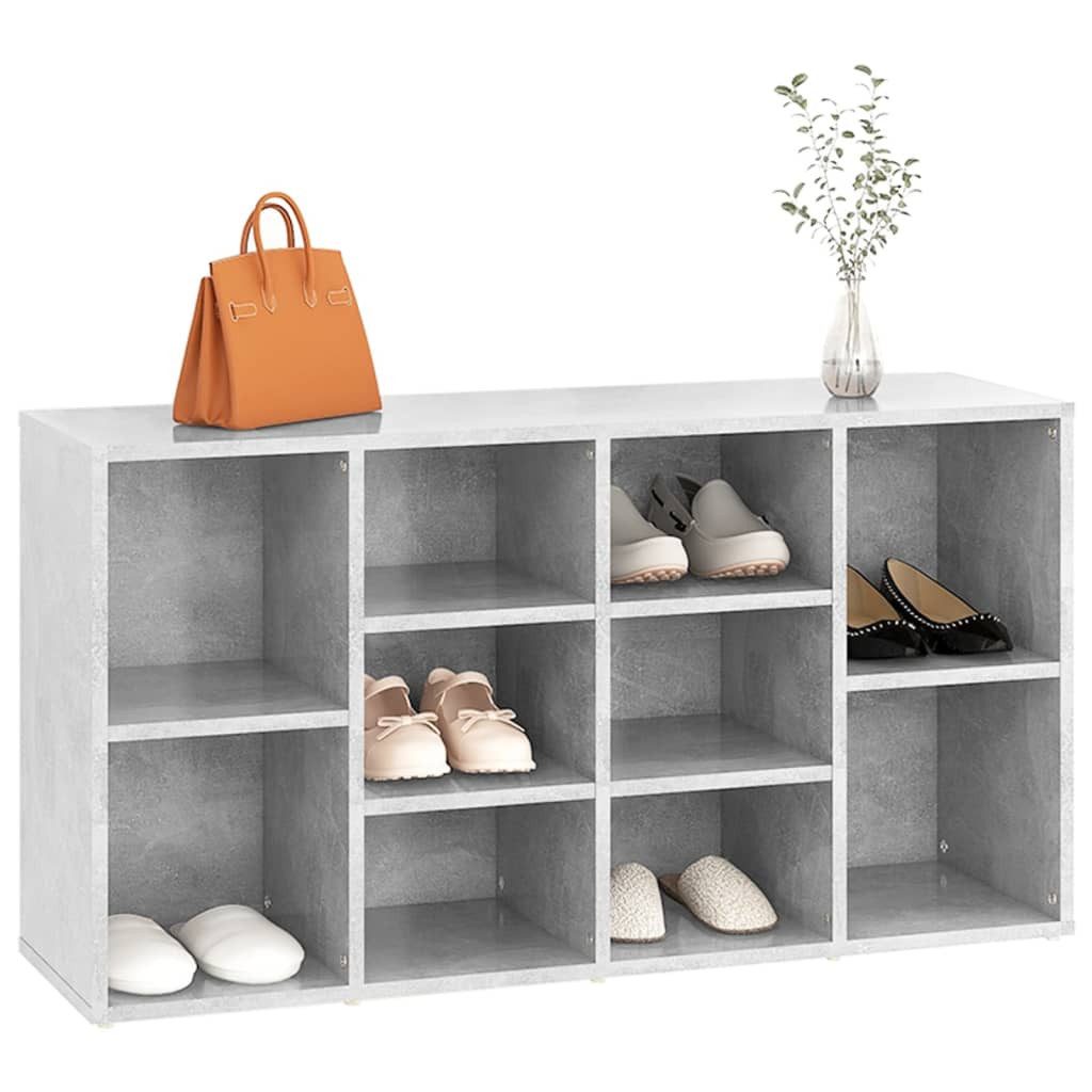vidaXL Schuhschrank NA Schuhregal Schuhbank Betongrau 103x30x54,5 cm Spanplatte