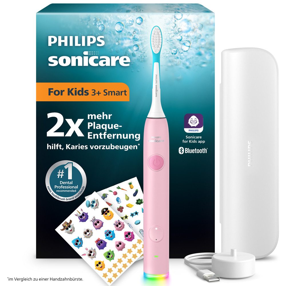 Philips Sonicare Elektrische Zahnbürste For Kids Smart HX6600, Aufsteckbürsten: 2 St., mit App-Anbindung, 2 Putzprogrammen und 21 Tagen Akkulaufzeit