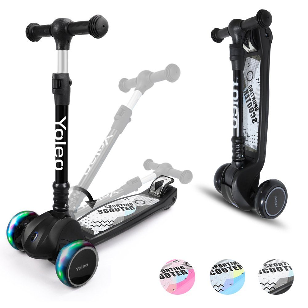 YOLEO Scooter Faltbarer Kinderoller Kinderscooter Dreiradscooter ab 3 Jahre