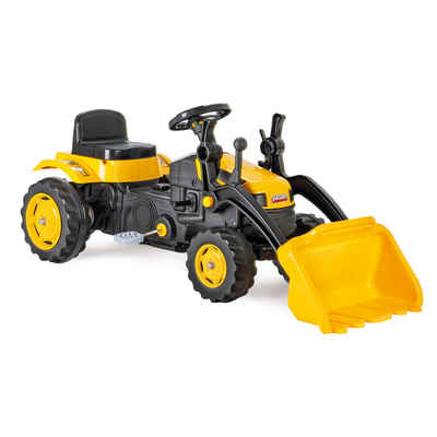Lemodo Trettraktor Kindertraktor mit Schaufel und Hupe, Trettrecker in gelb