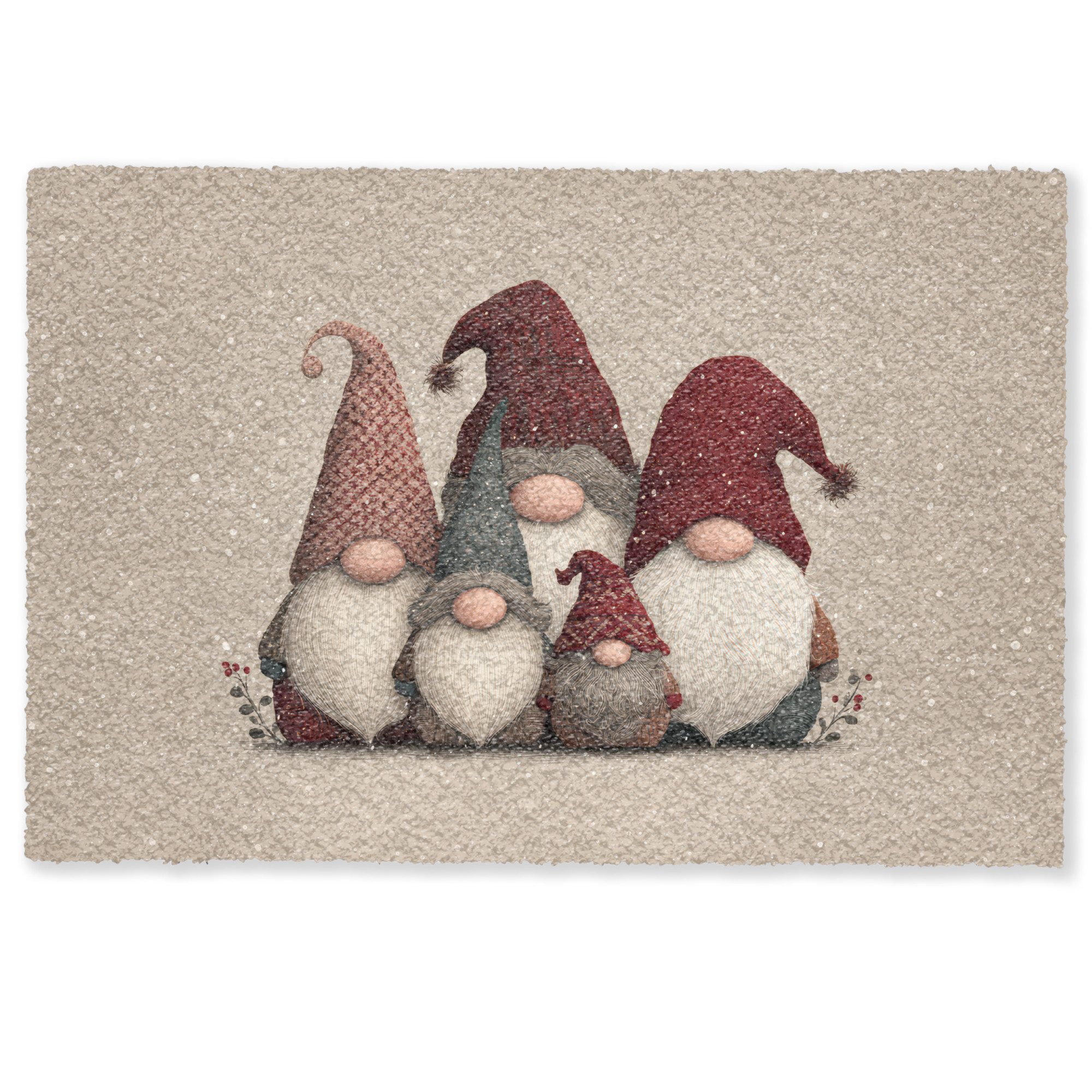 MuchoWow Fußmatte Wichtel - Weihnachten - Schnee - Zipfelmützen, Rechteckig günstig online kaufen