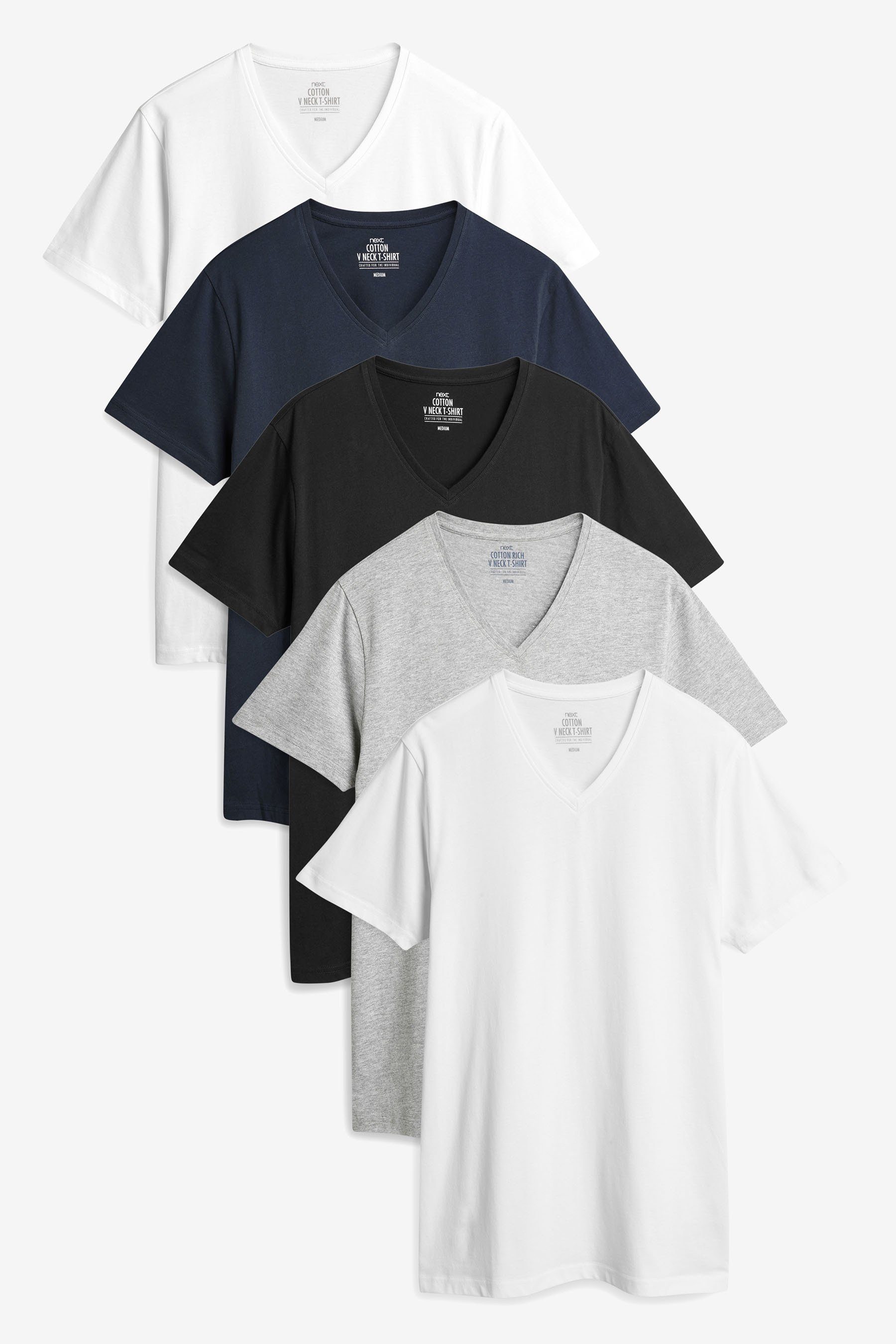 Next Unterhemd T-Shirts mit V-Ausschnitt, 5er-Pack (5-St) Mixed