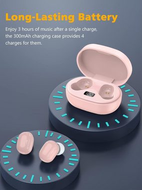 Sungive Bluetooth 5.2 Kabellos mit Mikrofon, HiFi Stereo In-Ear-Kopfhörer (Lange Akkulaufzeit, damit Sie den ganzen Tag lang Ihre Lieblingsmusik genießen können.", mit LED-Anzeige, Wireless Noise Cancelling Earbuds für Arbeit Studium)