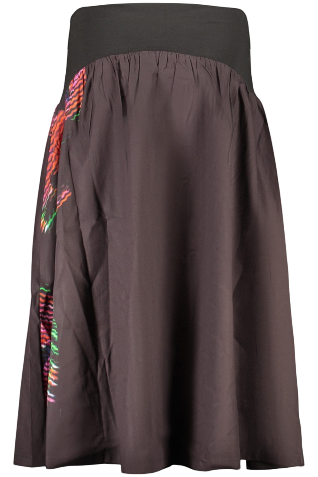 Desigual Jerseyrock Langer Damenrock mit Hundemotiv und Gürtel in Schwarz – Stylisches