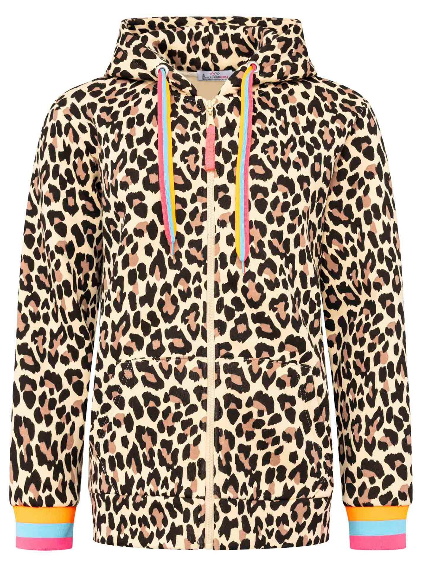 Zwillingsherz Kapuzensweatjacke "Leo Neon Kante" neonfarbenen Bündchen und günstig online kaufen