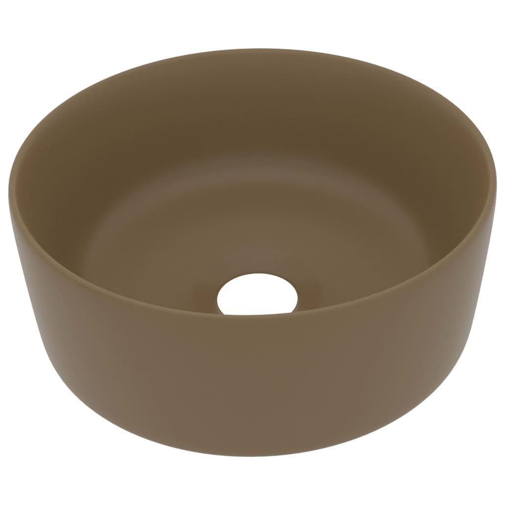 vidaXL Waschbecken, Luxuriöses Waschbecken Rund Matt Creme 40x15 cm Keramik