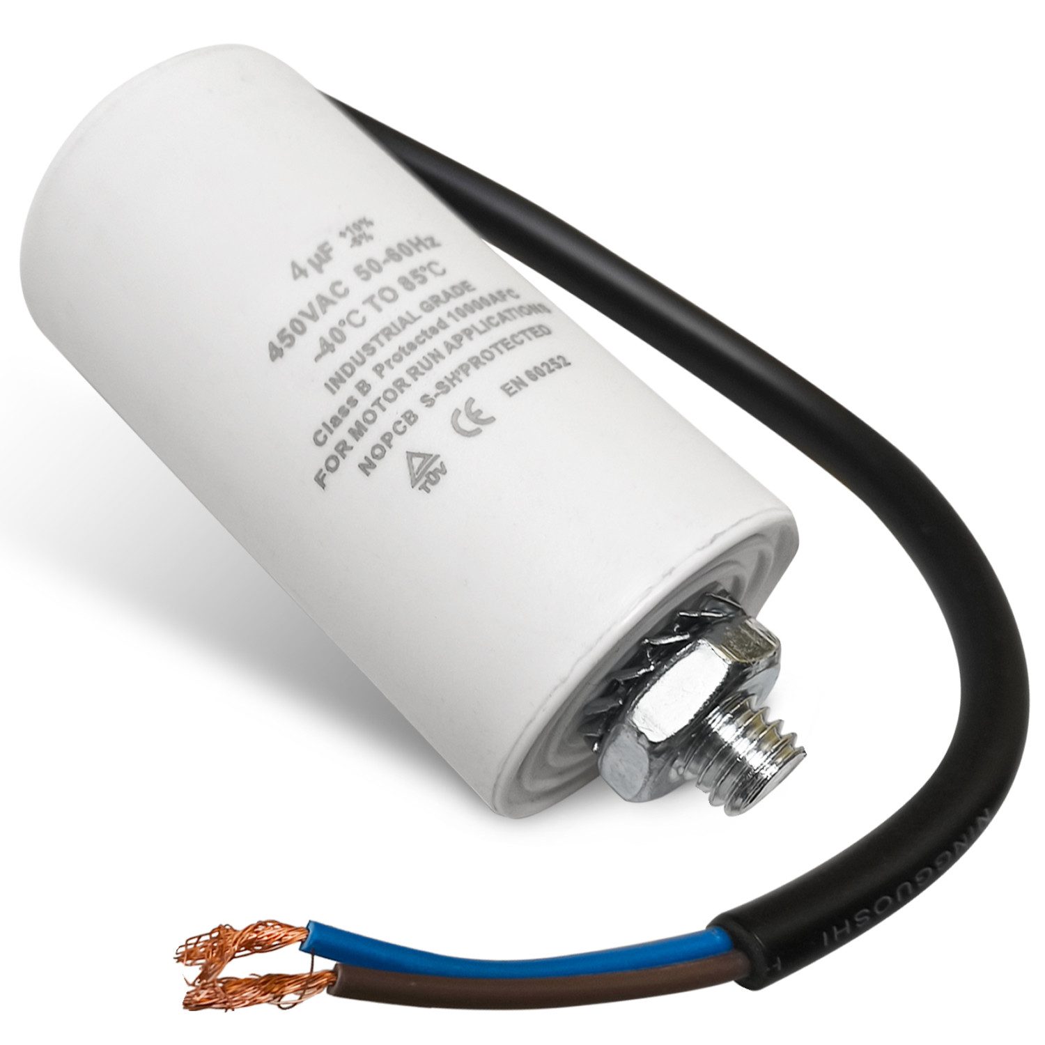 VIOKS Montagezubehör Kondensator CBB60 universal für elektrische Hausgeräte, 4,00µF 450V mit Anschlusskabel