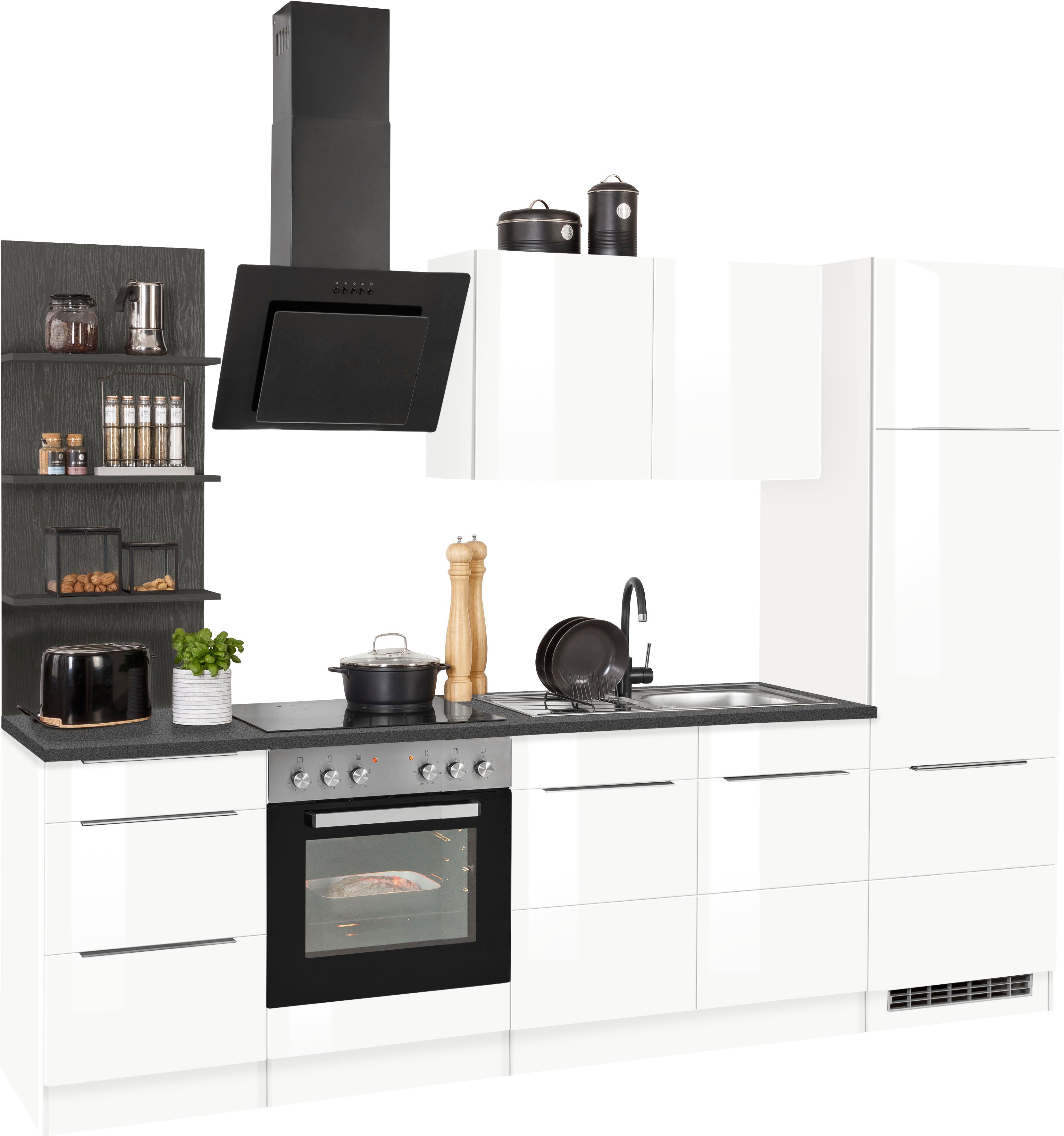 KOCHSTATION Küchenzeile KS-Brindisi, Breite 210 cm, wahlweise mit E-Geräten, mit MDF-Fronten